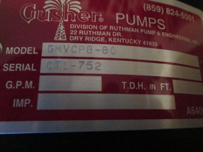 Gusher Stainless Steel Vertical Immersion Pump (GMVCP8-80) Black (NEW)