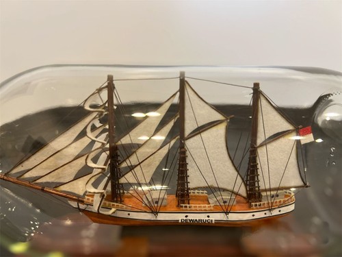Vintage Handcrafted Ship In A Bottle Nautical Decor Collectible