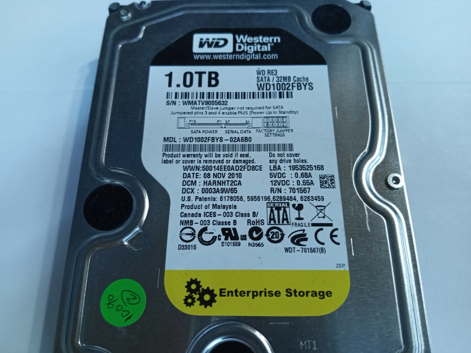 外付けハードディスク・ドライブ WD 1TB HDD WD1002FBYS Amazon.com: Western Digital 1 TB RE3 SATA 3 Gb/s 7200 RPM 32