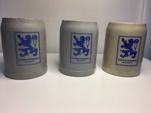 3 Lowenbrau Munich Steins Mugs Made in Germany 0.5L