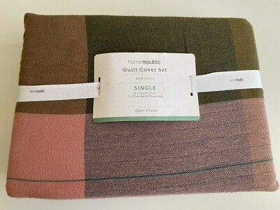 H R Oban Check Single Quilt Cover set Kaleidoscope BNIP RRP $169.99