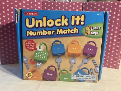 LAKESHORE EDUCATIONAL PRESCHOOL UNLOCK IT NUMBER MATCH, COMPLETE, EUC