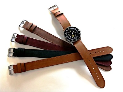1pc NATO ® strap RAF aviator Pilot distressed Leather Bund watch band IW SUISSE