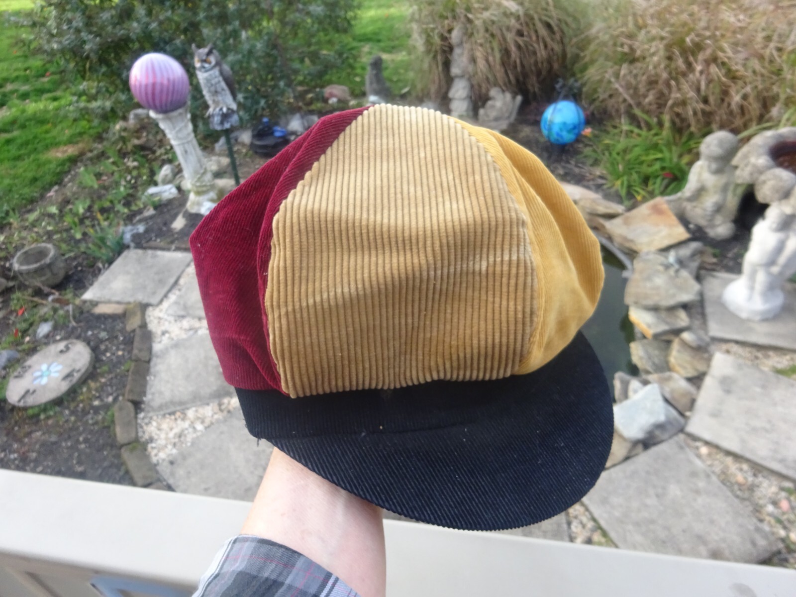 ★スタカリ★SD Corduroy News Boy Cap Corduroy Hat Newsboy Vintage Solid Painters Hat (Black