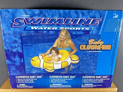NEW SEALED Swimline Clown Fish Baby Seat Ages 1-3 Heavy Duty Vinyl