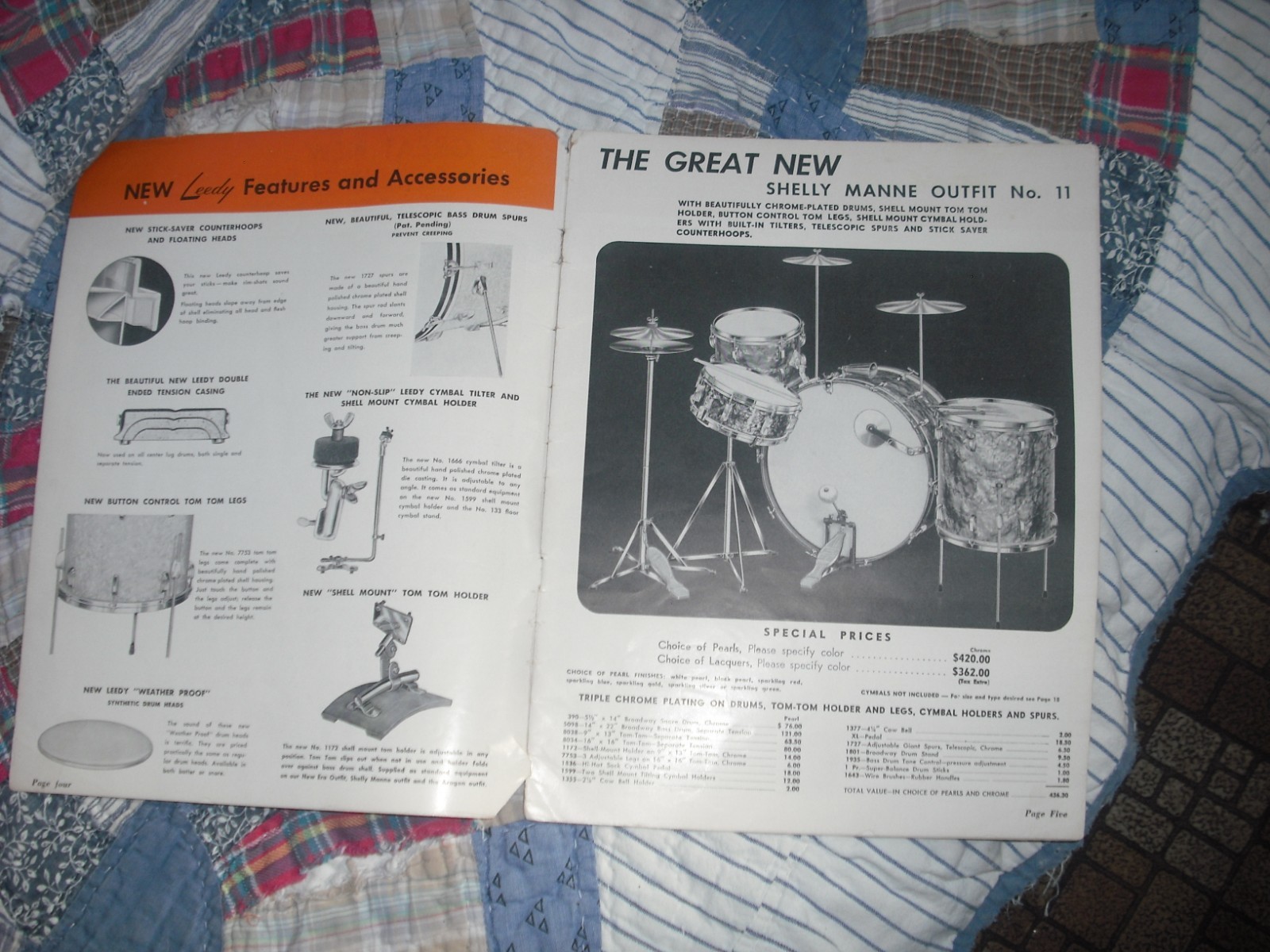 leedy drum catalog 50s'60s missing cover DEAL !