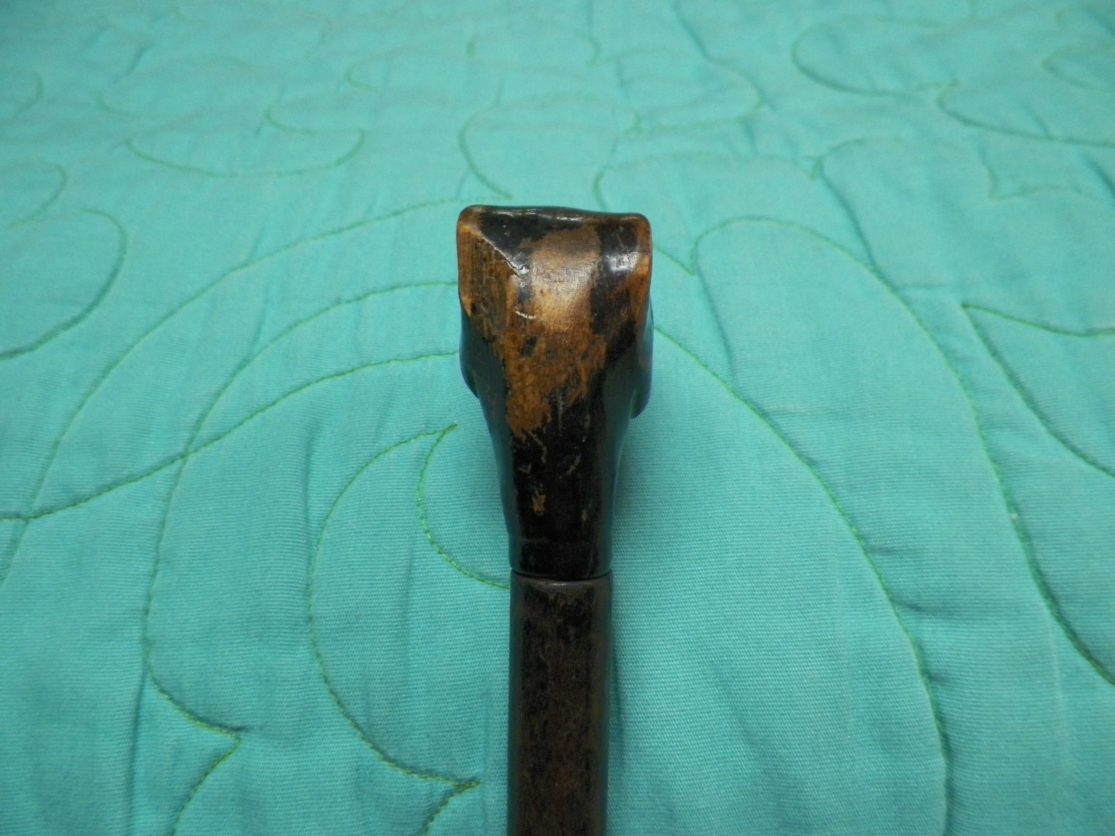 Old Vtg Antique Carnival Cane w/Hand Carved Wood Dog Head Wooden Boxer Glass Eye