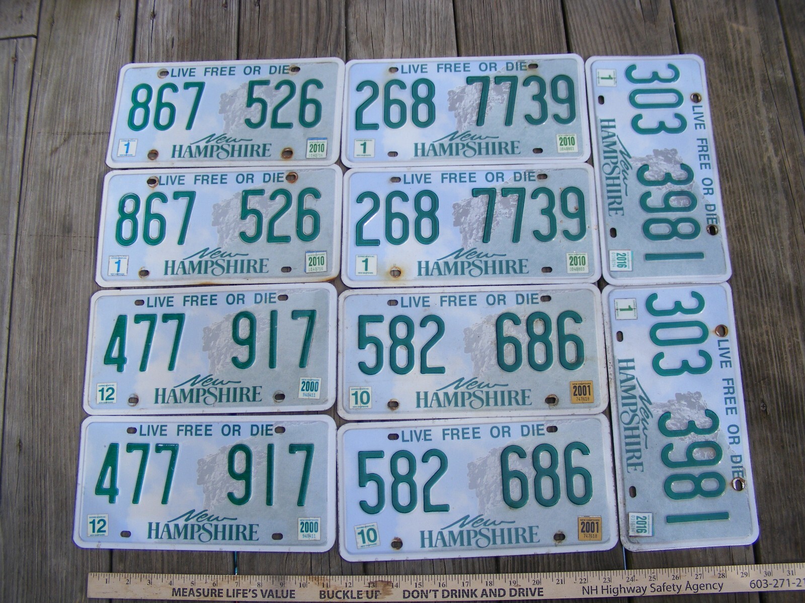 10 NEW HAMPSHIRE License Plate Lot LIVE FREE OR DIE STATE Expired