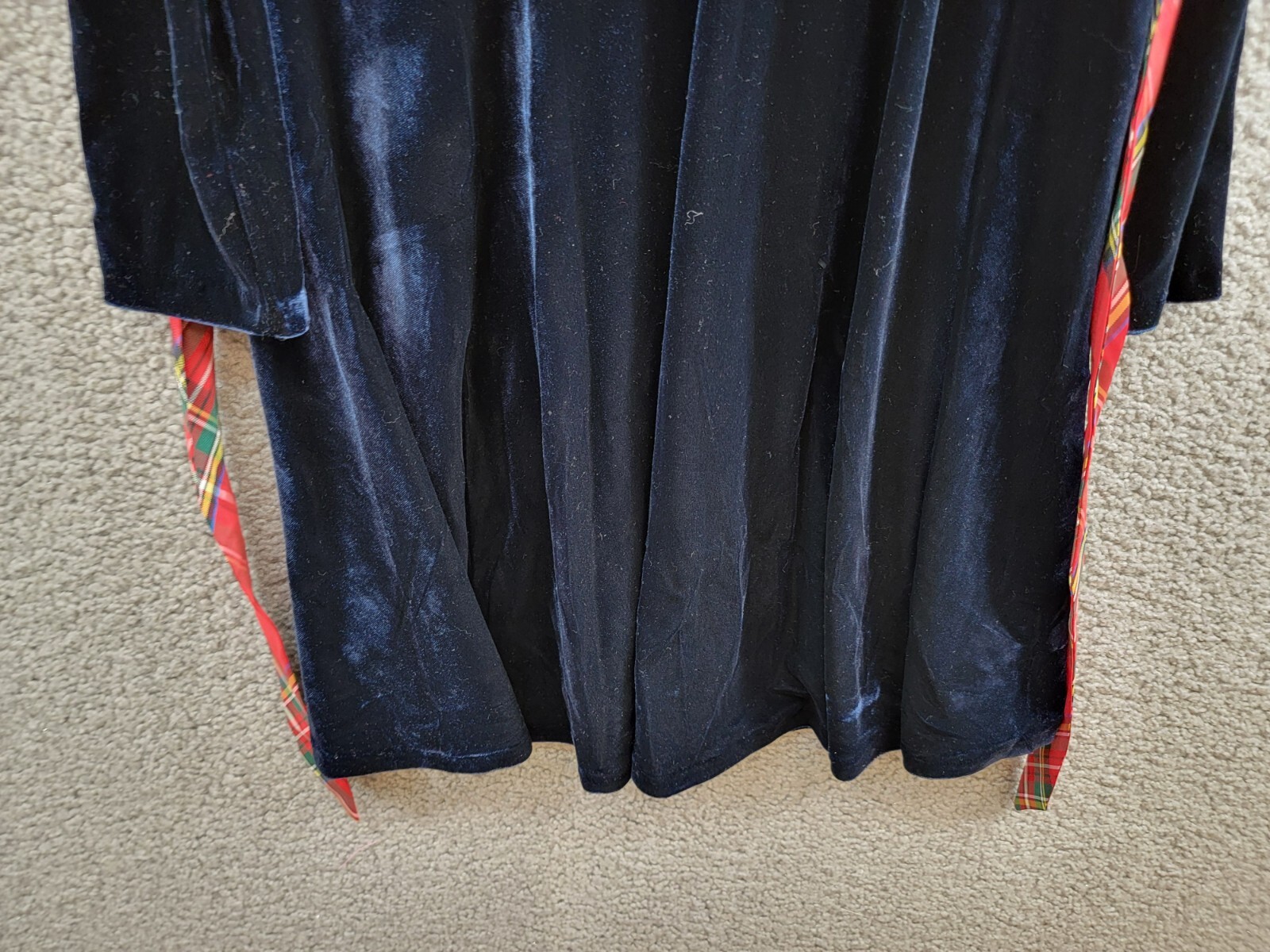 Polo Ralph Lauren Velvet High-Neck Mini Dress Girls' XL (16) Navy Button Neck - Picture 13 of 17