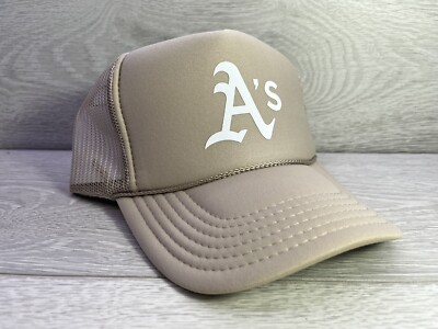NEW OAKLAND LA TAN CREAM CAP 5 PANEL HIGH CROWN TRUCKER SNAPBACK VINTAGE