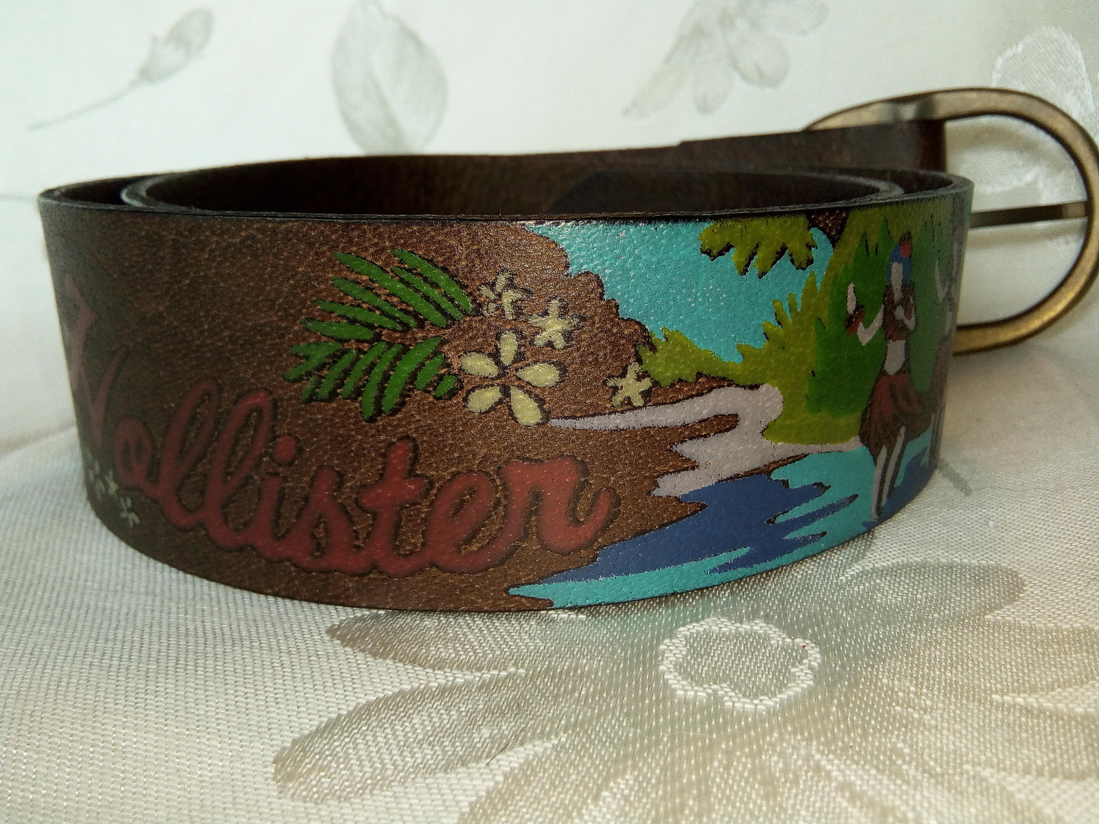 HOLLISTER Hawaiian Leather BELT BUCKLE OVAL SIZE SM 27-33