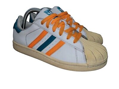 Adidas Superstar II Sneakers Women's Zest Orange Teal White Shoes Size 5.5