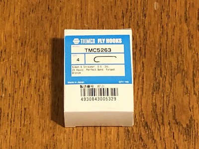 100 Tiemco Fly Tying Hooks, TMC 5263, Size 4