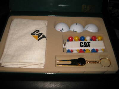 CAT CATERPILLAR EXECUTIVE GOLF SET  TOWEL, GOLF T's, GOLF BALLS, KEYRING  AS NEW