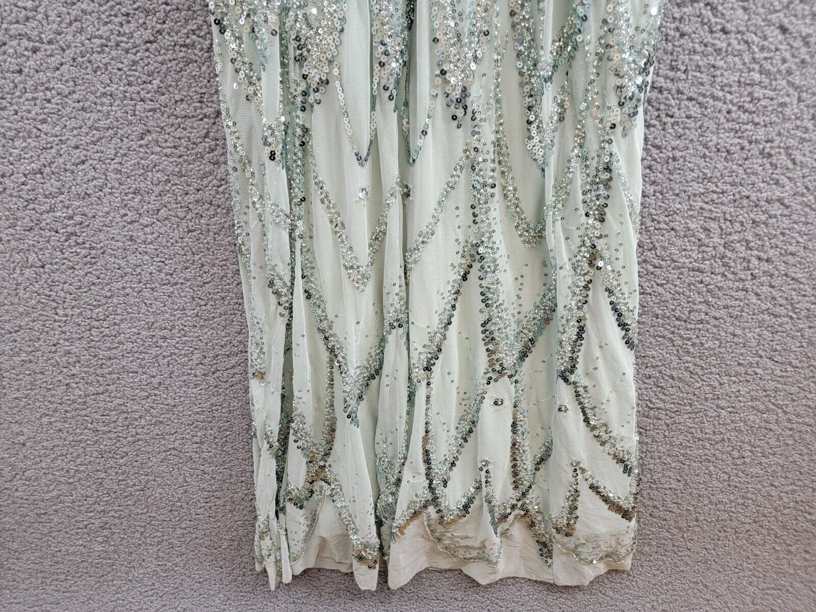 Betsy & Adam Sequin-Embellished Draped-Neck Gown Women's 2 Sage Back Zip Closure - Picture 11 of 14