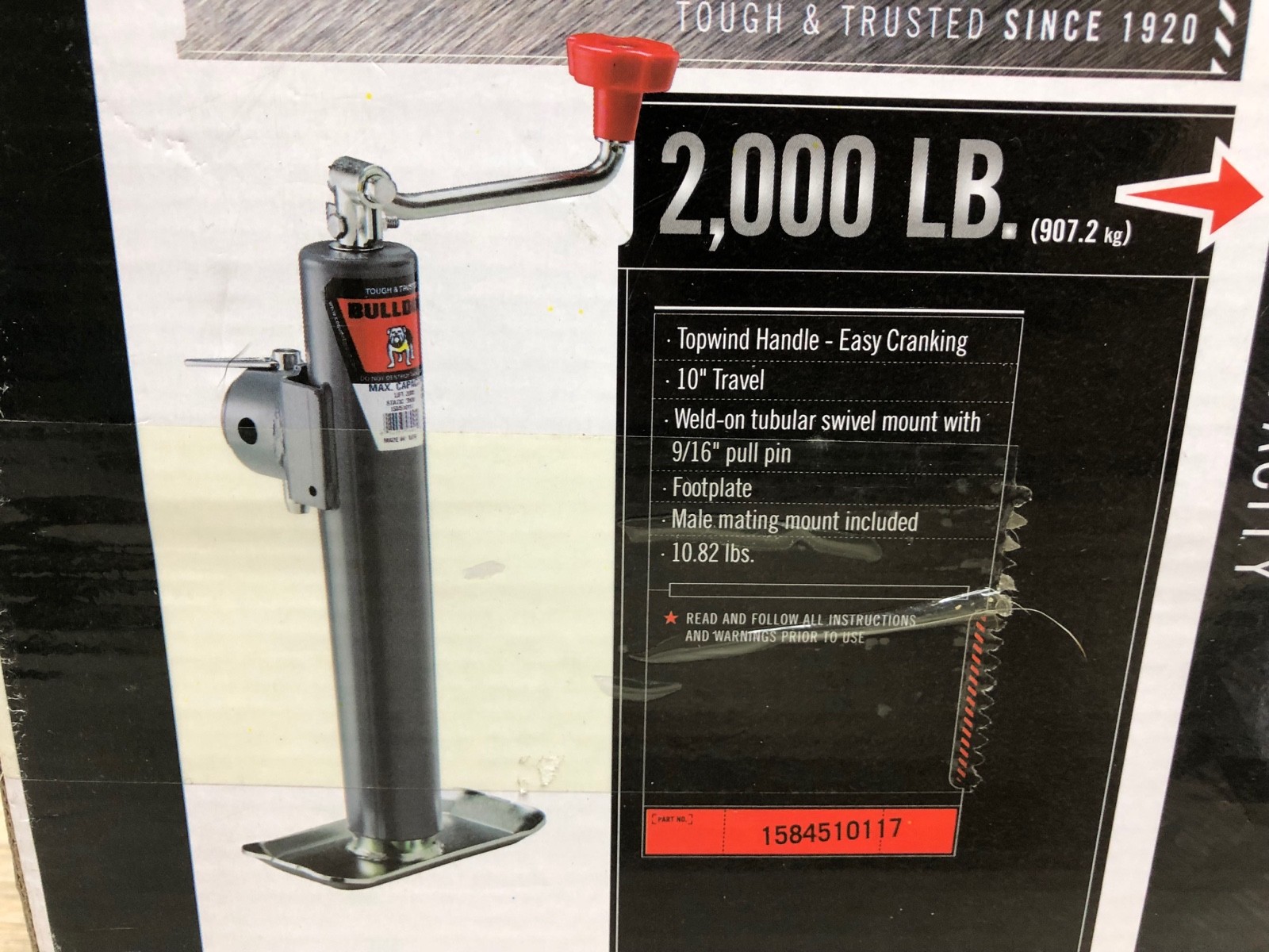 Reese Bulldog 1584510117 Industrial Swivel Trailer Jack, 2000 lb NEW