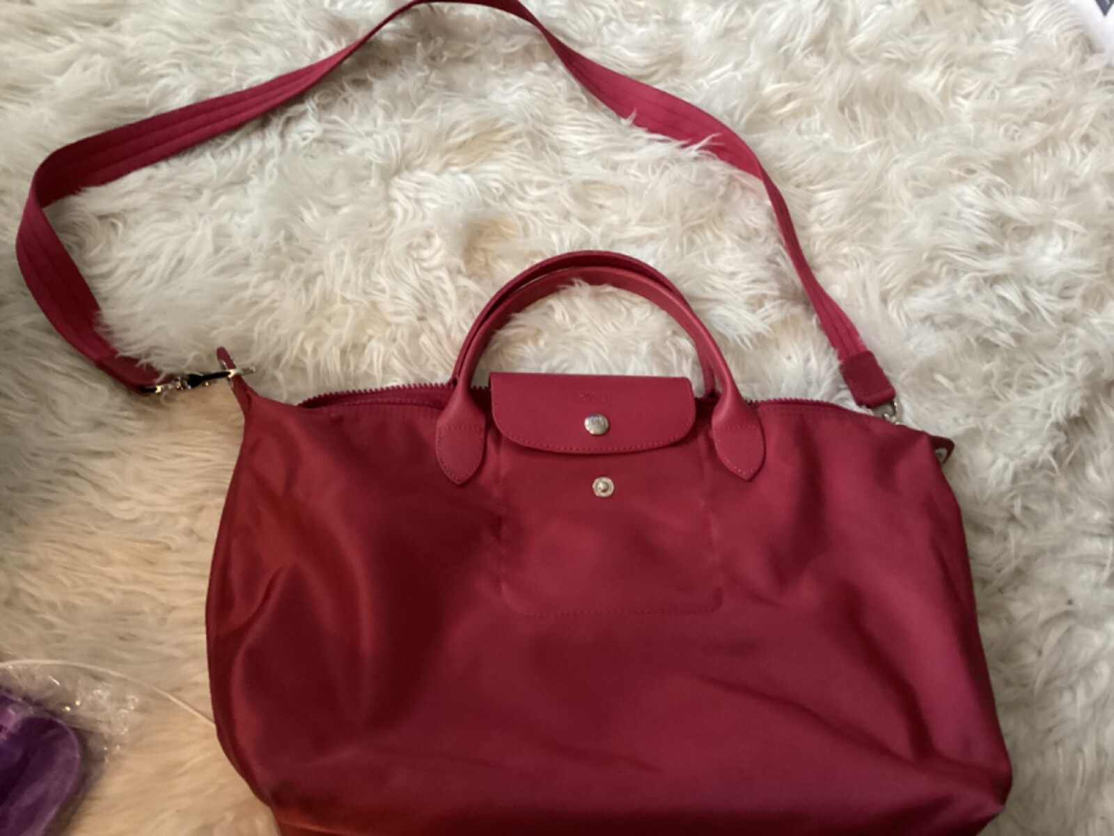 日本限定*残り僅か【LONGCHAMP】LE PLIAGE*手提げS Longchamp Le Pliage Nylon Leather Red Strap Shoulder Bag | eBay