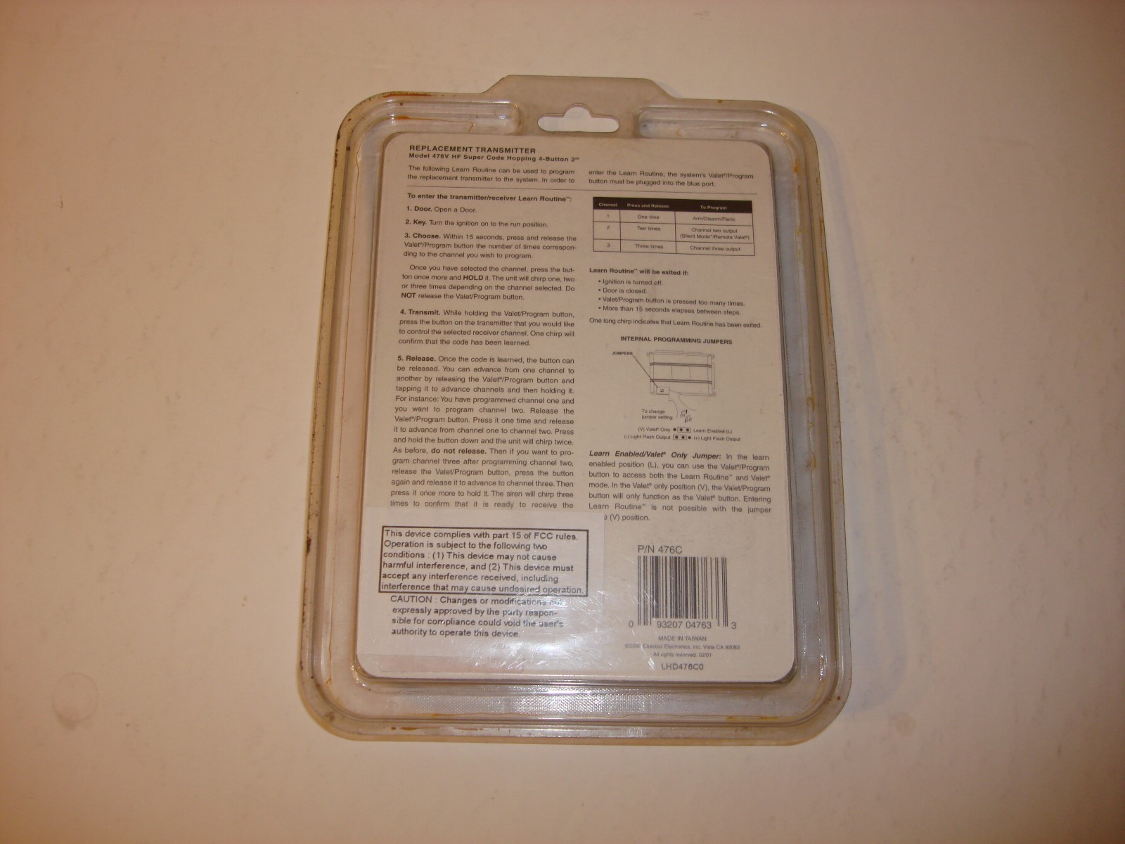 DIRECTED REPLACEMENT TRANSMITTER MODEL 476V SUPER CODE HOPPING 4 BUTTON