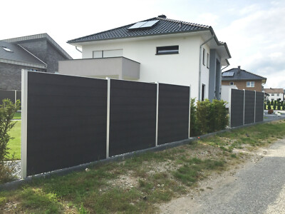 WPC Sichtschutz Zaun Windschutz Gartenzaun NUR Paneele anthrazit 180 X 183 cm*