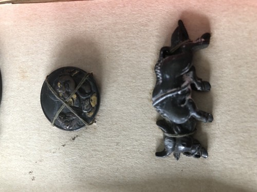 Antique Copper Short Sword Metal Fittings Koshirae (nine) In Original Box.