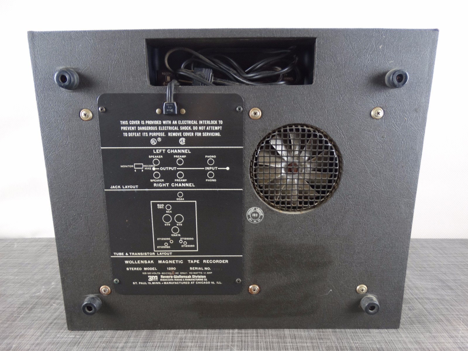 WOLLENSAK MAGNETIC TAPE RECORDER ( STEREO MODEL # 1280 FOR PARTS OR REPAIR )