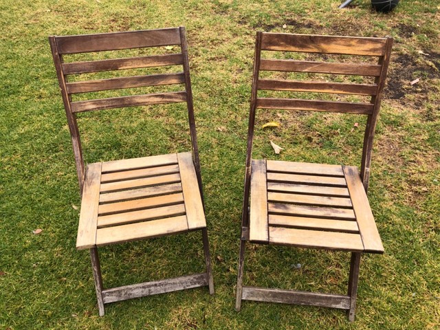 IKEA wooden outdoor table with two chairs | Dining Tables | Gumtree