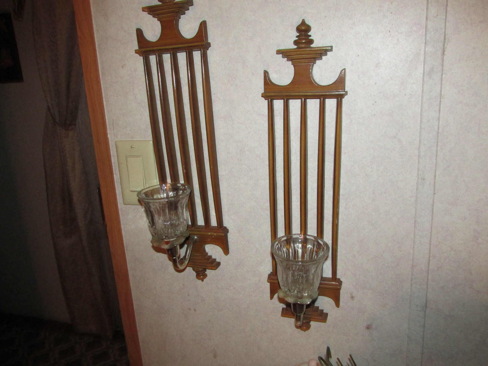 2 Vintage Burwood Wall Hanging Candle/Sconce  Holders Retro 20