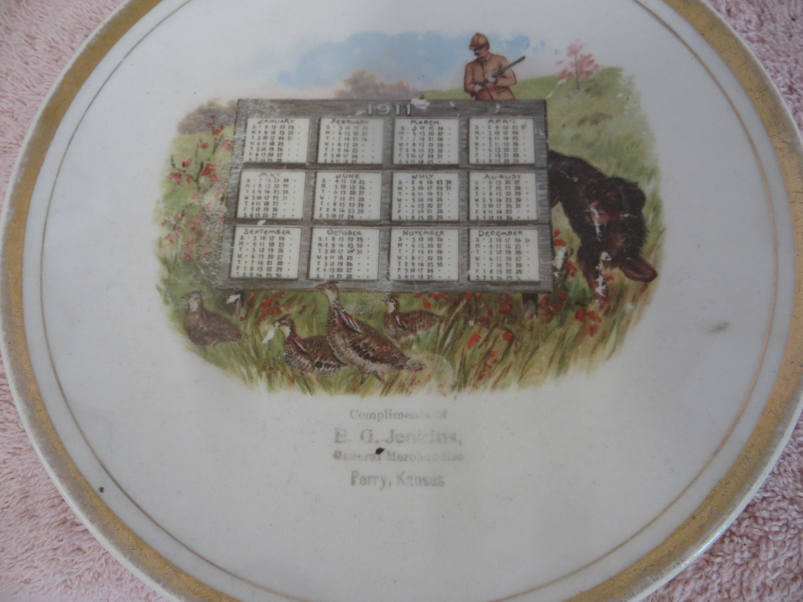 Vtg Antique Advertising Plate - 1911 Calendar - EG Jenkins Gen. Merch - Perry KS