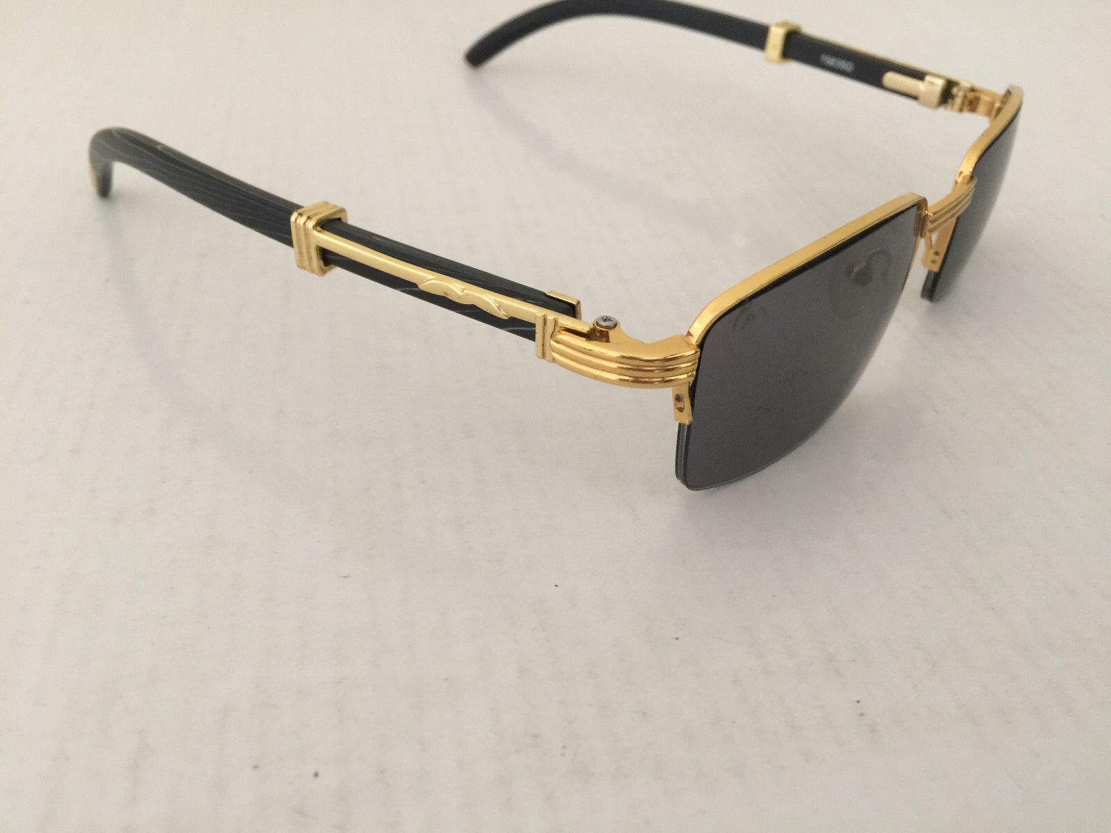 Cartier サングラス ゴールド 53mm Cartier Sunglasses 1583SD half rim gold black square Size 55