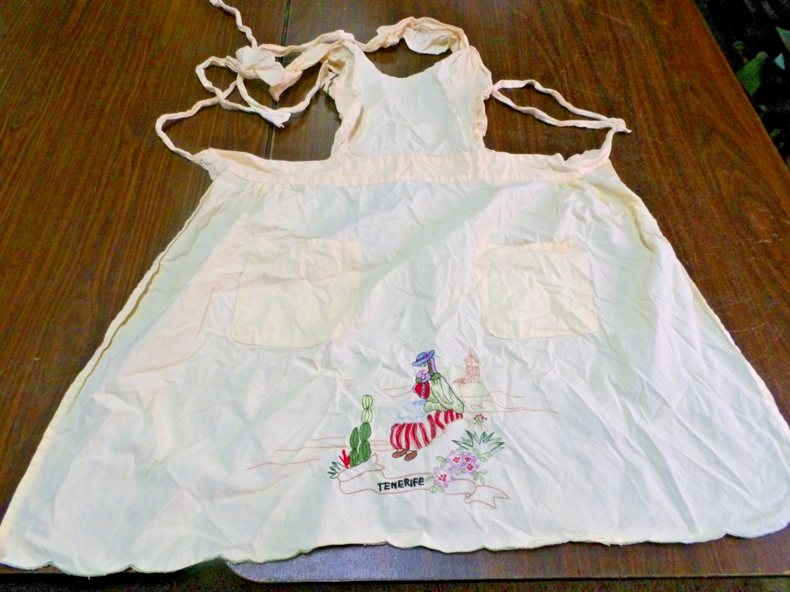 Tenerife Apron Woman in the Desert with Flowers