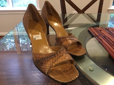 Gucci Brown Reptile Skin Open Toe Heels Pumps  Sz US womens 10 New w tags Italy