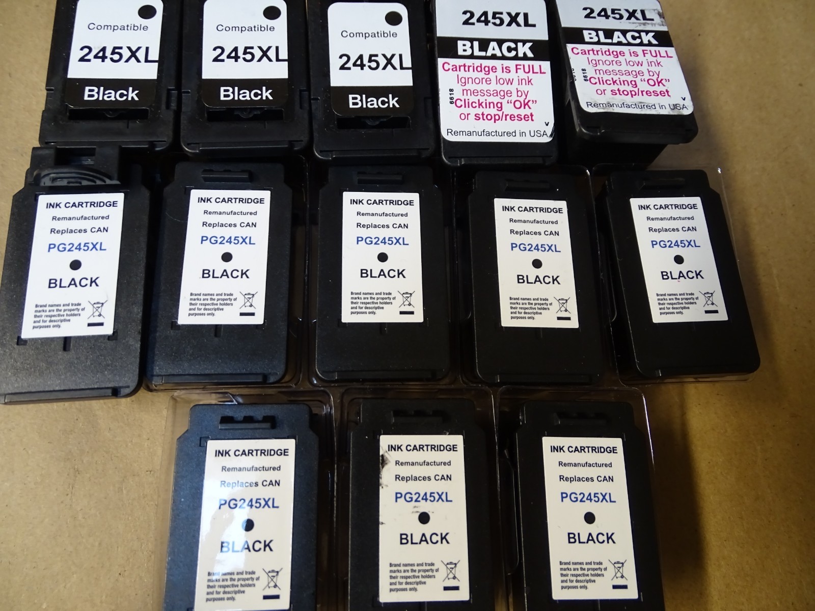 Lot of 13 Genetic PG 245XL Black Empty Ink Cartridges for Canon