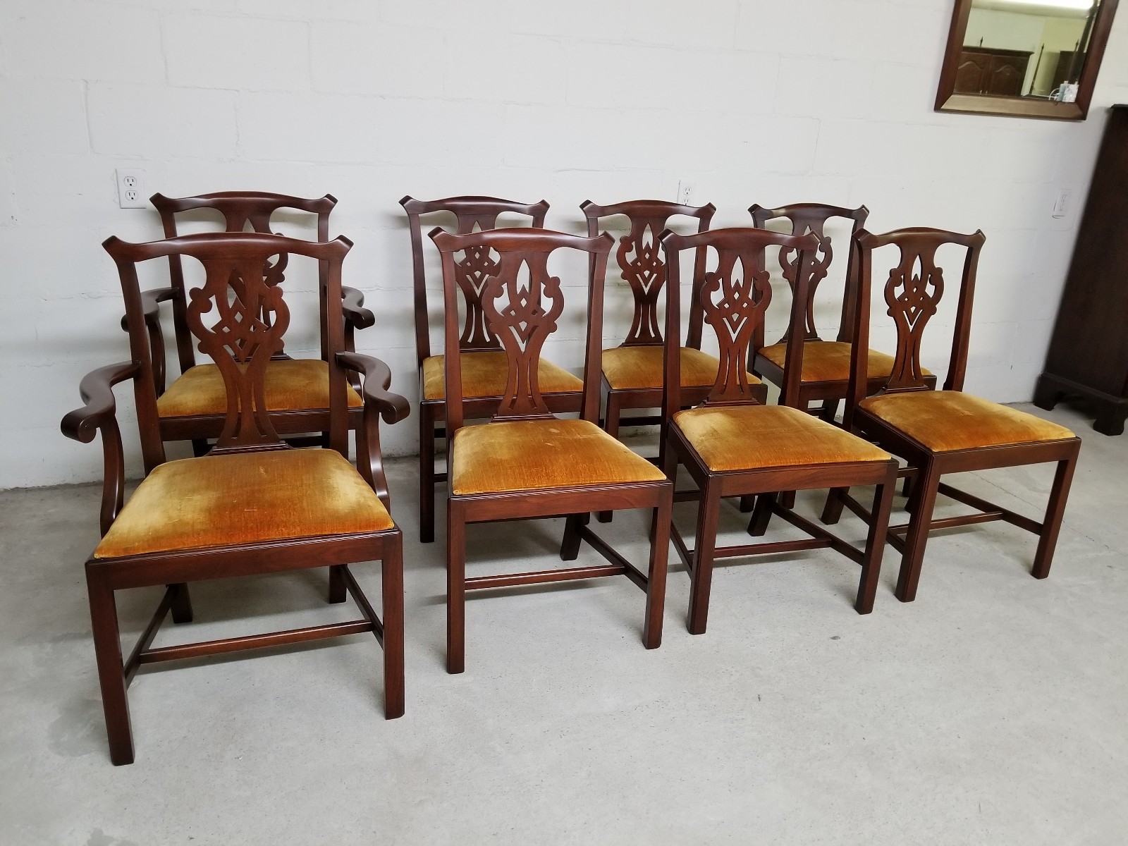 SET OF EIGHT HENKEL HARRIS CHAIRS MAHOGANY CHIPPENDALE 101