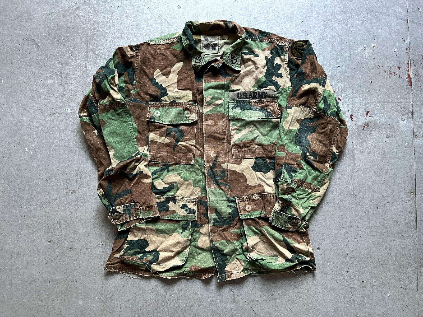 90er Jahre Vintage US Army Militär Rip Stop Woodland ERDL Camouflage BDU Uniform 90er Jahre Vintage US Army Militär Rip Stop Woodland ERDL Camouflage BDU Uniform
