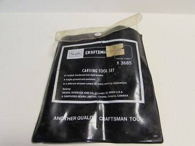 6 Piece Craftsman Wood Carving Tool Set & Pouch 3689 Vintage Chisels