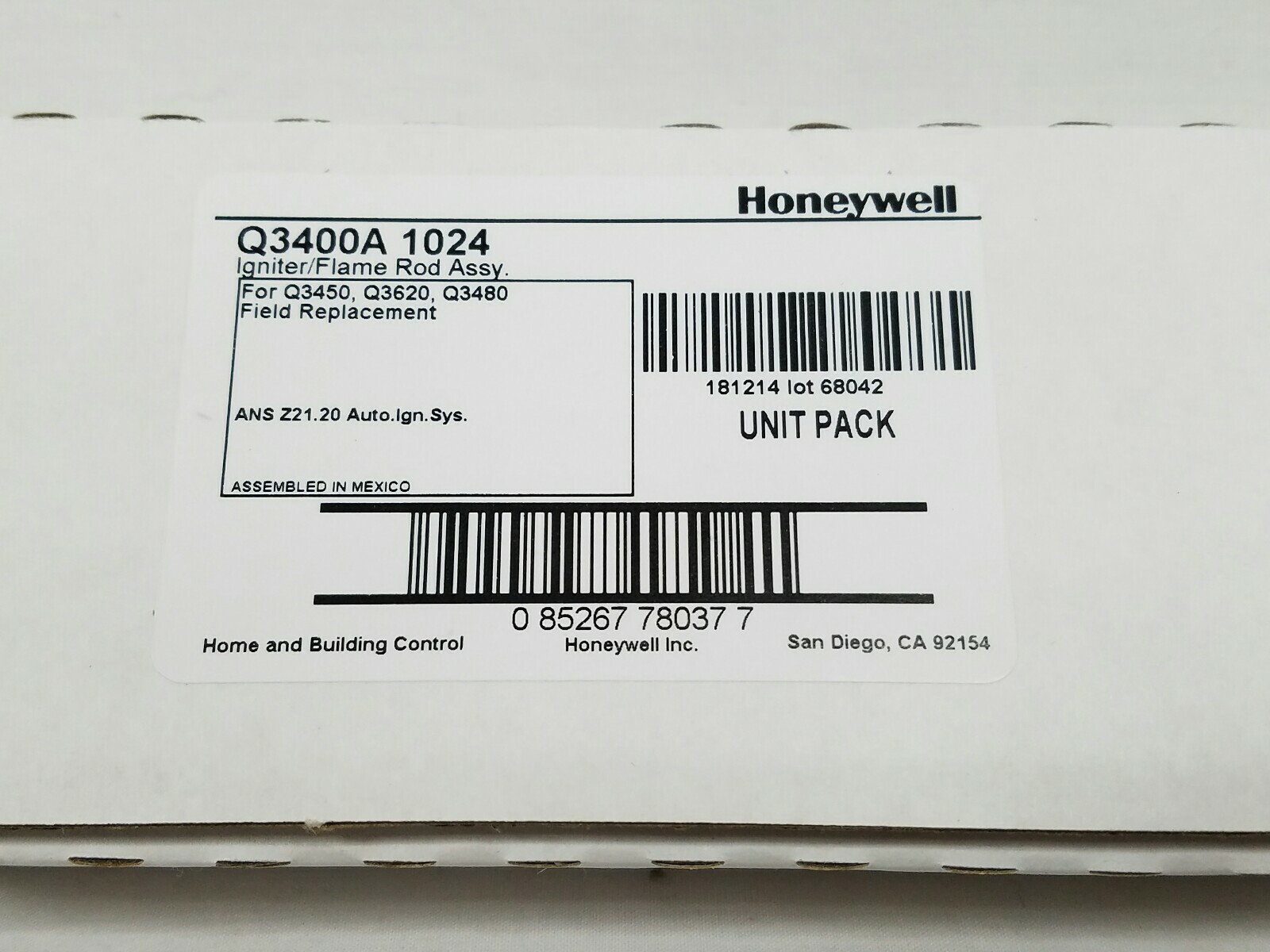 Honeywell Igniter Flame Rod Assembly Q3400A1024 for Smartvalve Pilots New