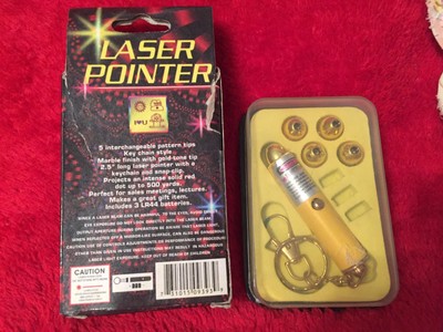 Laser Pointer in Original Package with 5 Interchangeable Pattern Tips Keychains