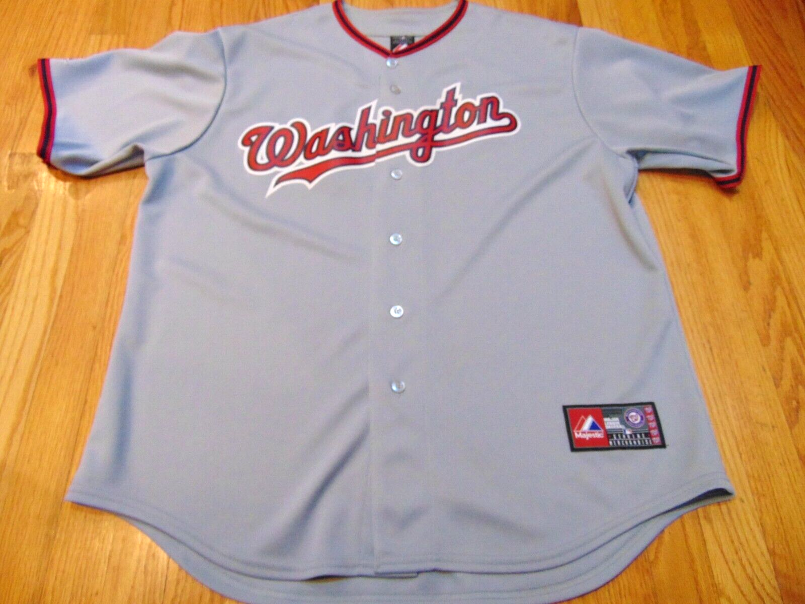 NWOT MAJESTIC MLB WASHINGTON NATIONALS GRAY ROAD JERSEY SIZE XL