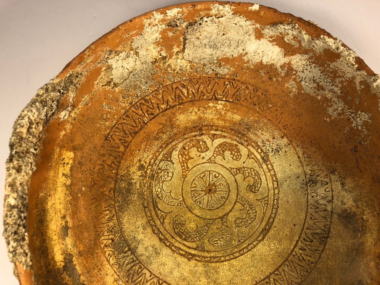 Circa 12th Century Byzantine Sea Find Sgraffito Style Shipwreck Bowl