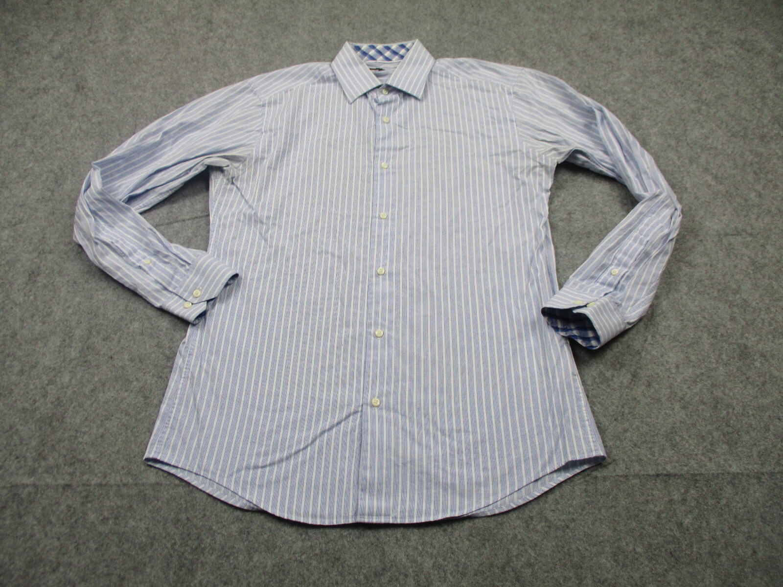 Ben Sherman Shirt Mens Medium 15 Blue White Striped Casual
