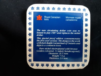 1987 Special Proof Loonie, C.O.A.