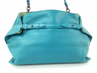 Auth BOTTEGA VENETA B04600325M Blue Leather Handba