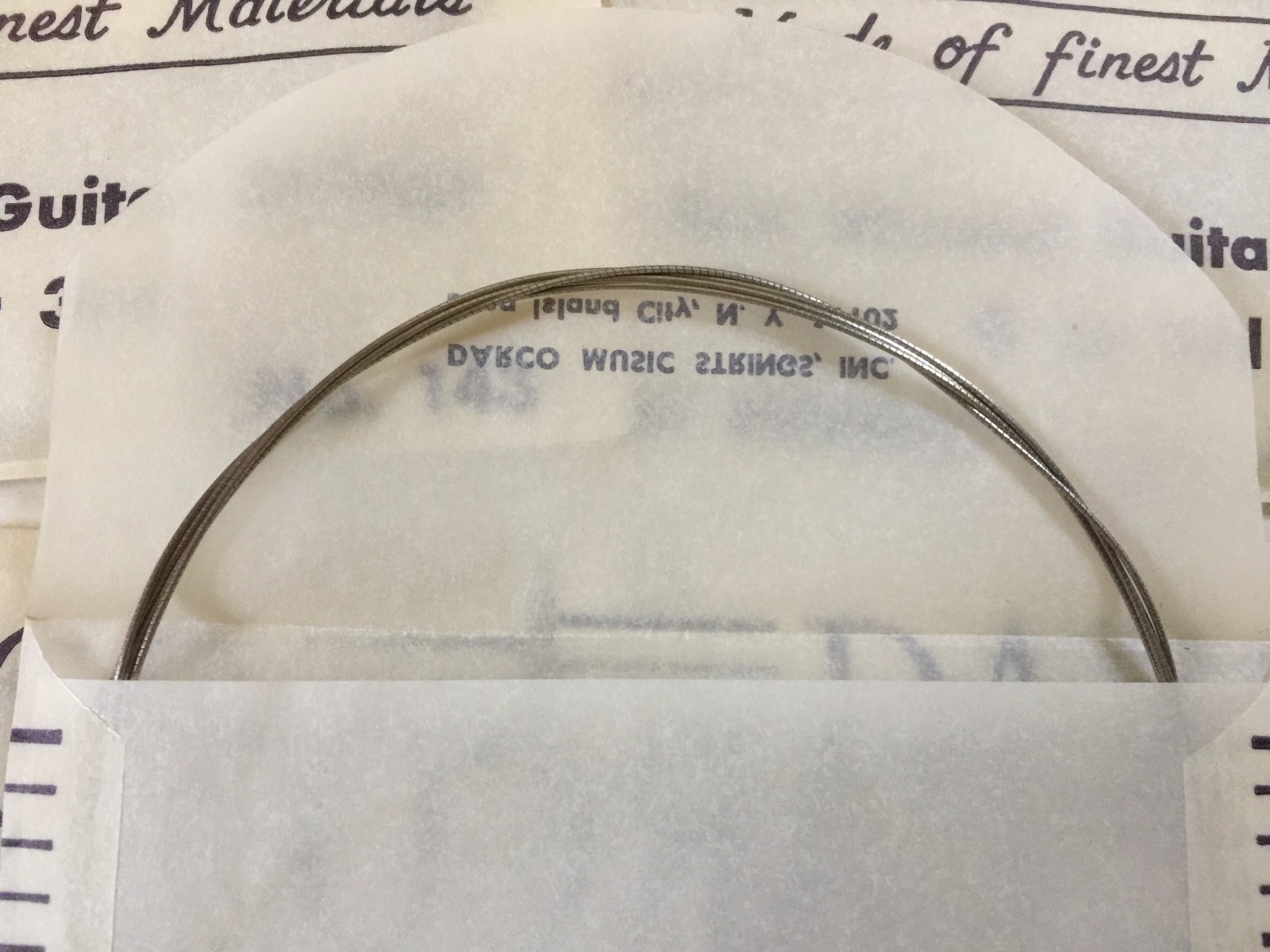 Five (5) Vintage Darco Black Label Flat Wound G, or 3rd, Guitar Strings