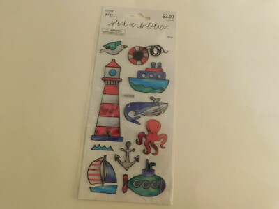 The paper studio stick a bilities lighthouse, boat, stickers 10pc