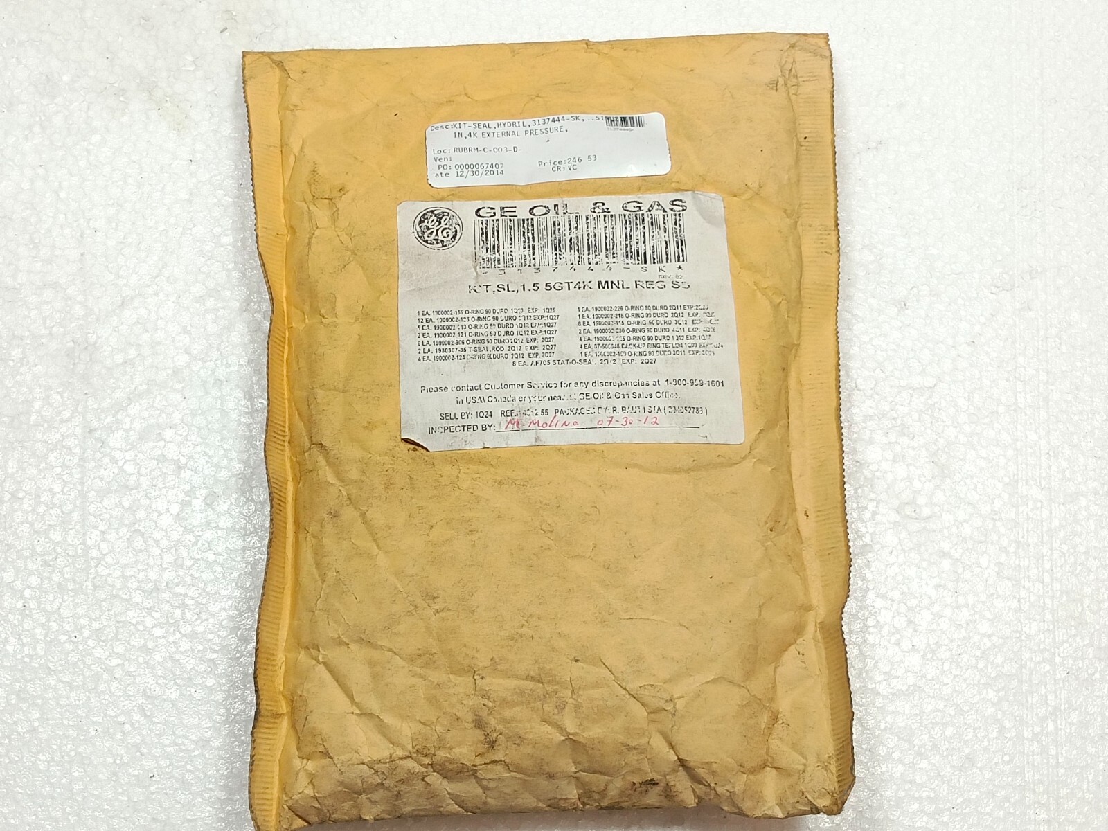 GE 3137444-SK OIL & GAS HYDRIL EXTERNAL PRESSURE SEAL KIT | eBay