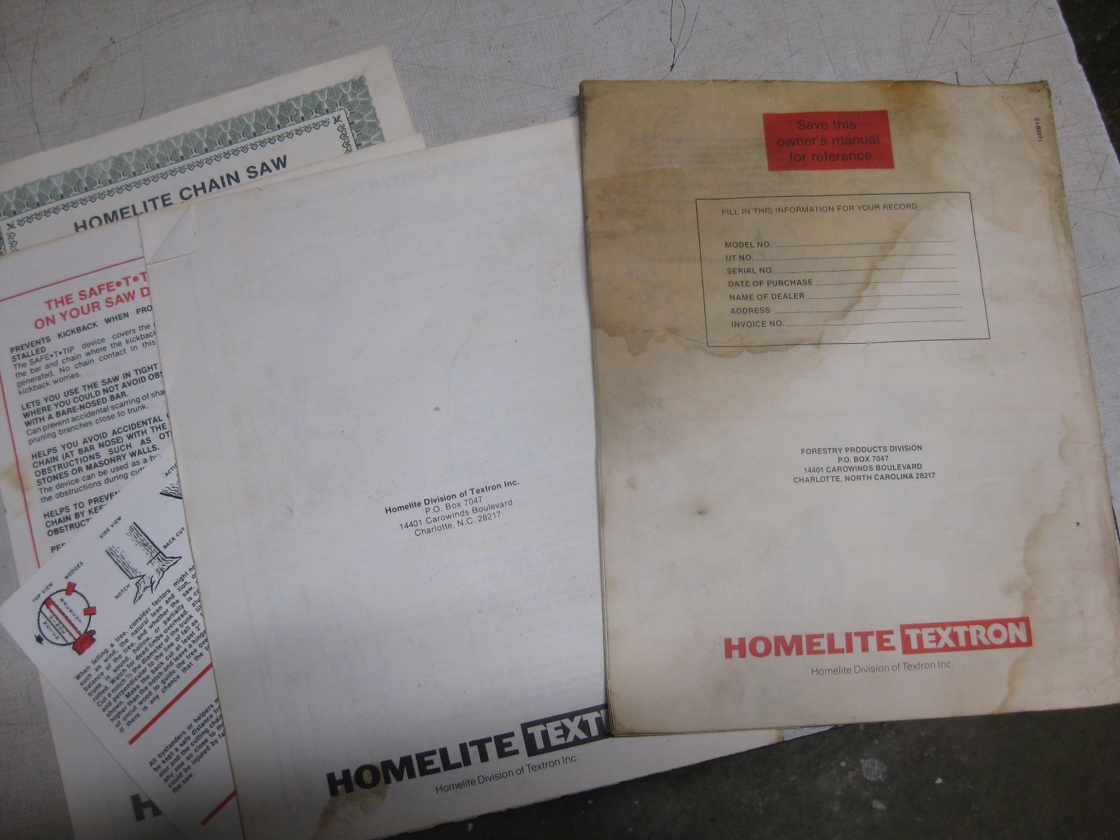 Homelite Chain Saw Owners  Manuals XL-12, 330