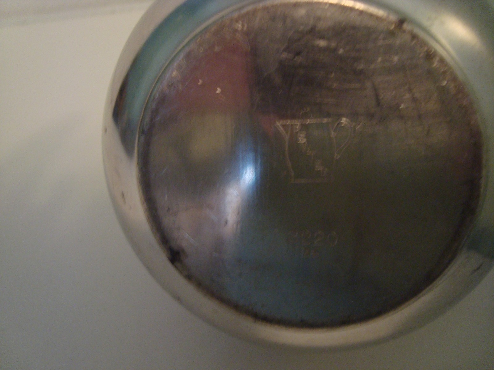 Pewter #3220 Small Tea Pot with Woven Cane Covered Handle Vintage