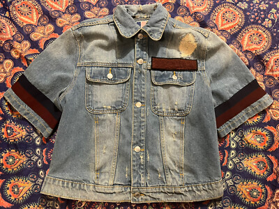 MSGM MILANO DENIM JACKET MADE IN ITALY SZ 40 Blue vintage Style