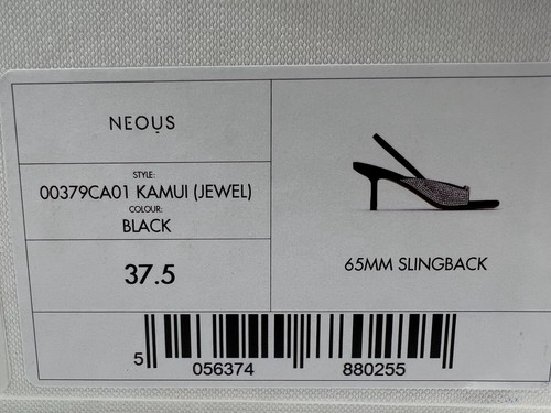 Pre-owned Neous $820  Women's Black Kamui Jewel Leather Slingback Sandal Shoes Size 37.5