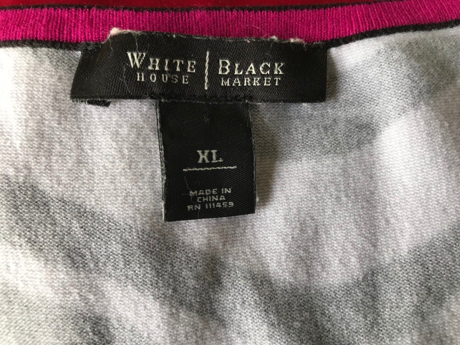 White House Black Market Sweater XL Silver Embellishment Tank Top Black White